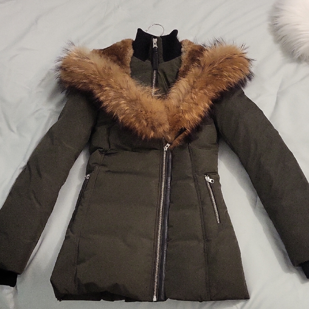 Mackage Dark Green Fur-Trimmed Coat